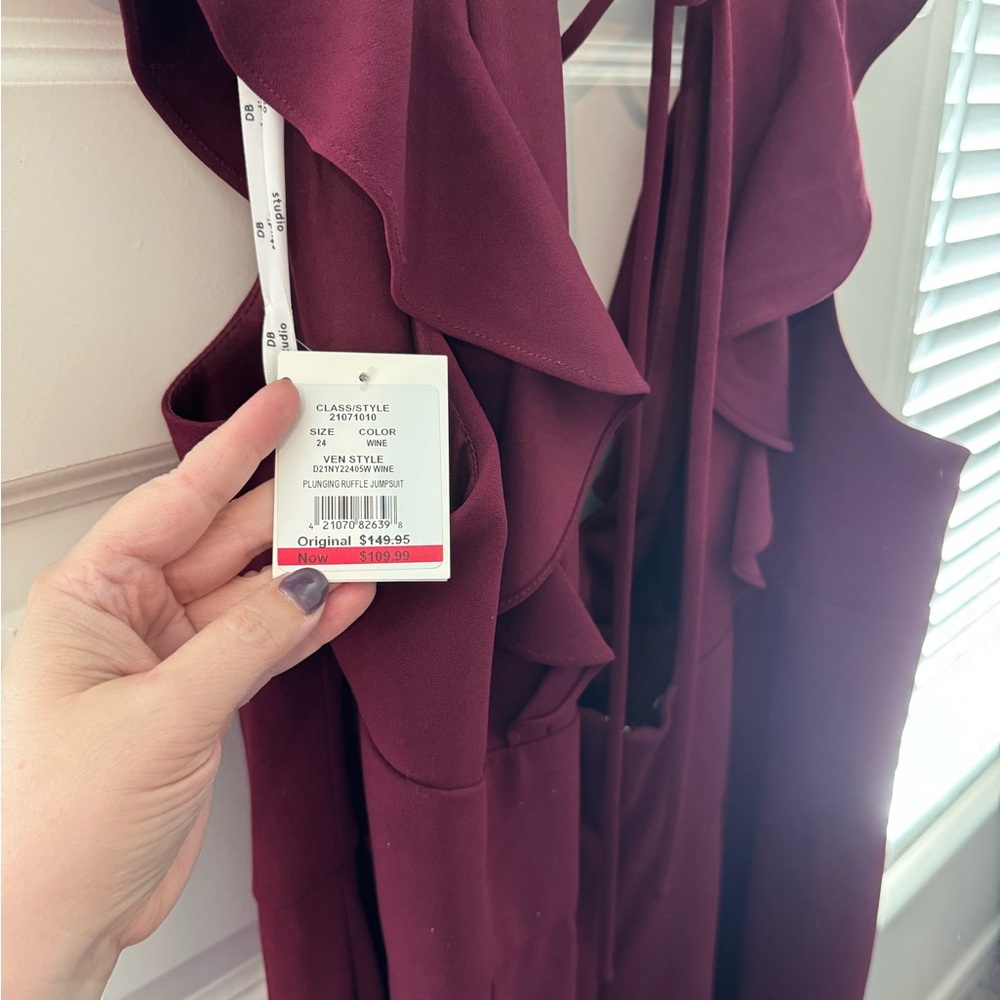 Chic Maroon Ruffled Jumpsuit - Picture 3 of 4